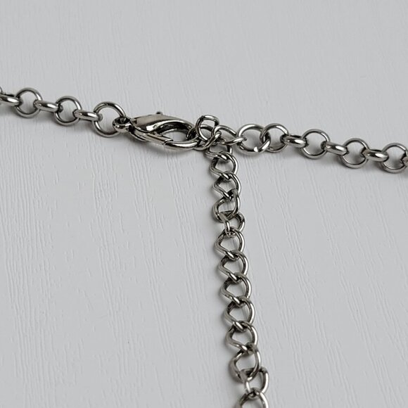 Silver Tone Filigree Circle Link Waterfall Necklace 19 In Lobster Clasp - Picture 4 of 6